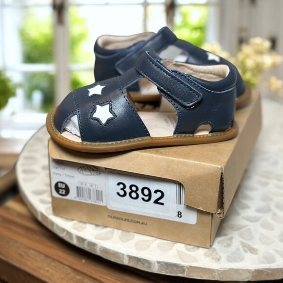 Old Soles Star Tot Navy Leather Baby Sandals EU 22 US 6 Infant Toddler Shoes NIB - Picture 2 of 15